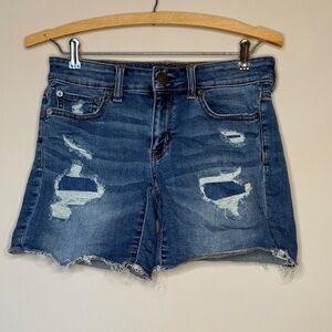 American Eagle Outfitters Blue Distressed Jean Shorts